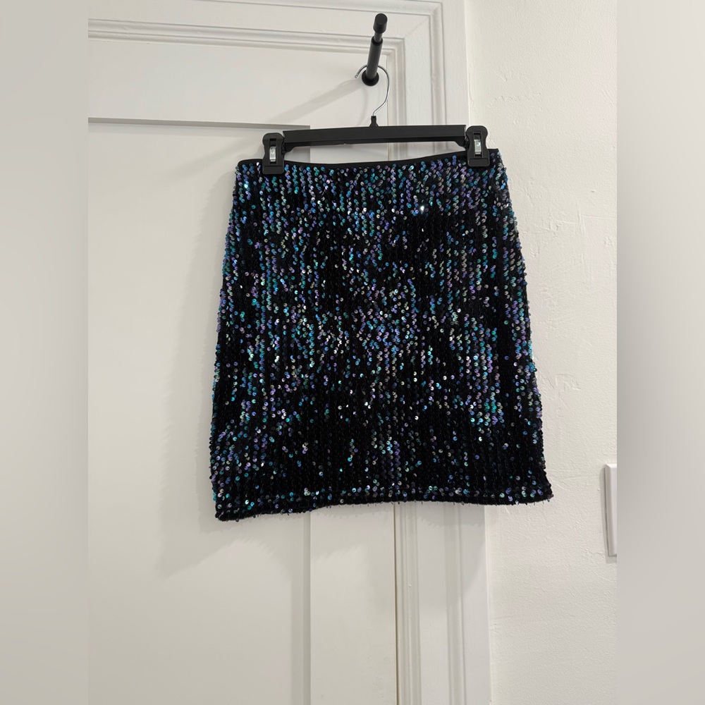 Molly Bracken black velour sequin short skirt